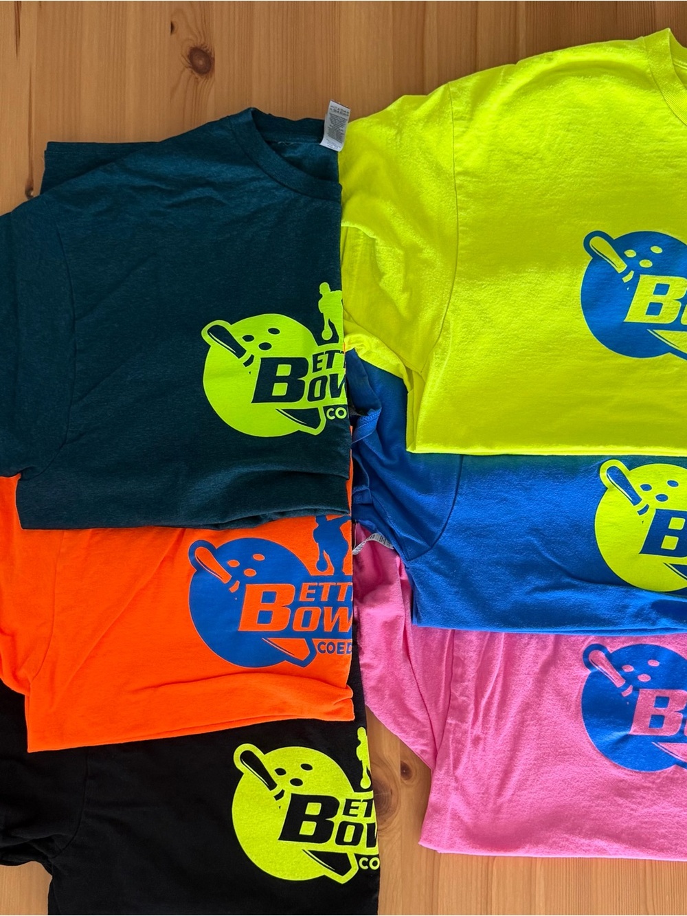 Bundle of six (6) bowling team T-shirts